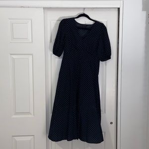 Black polka dot midi dress